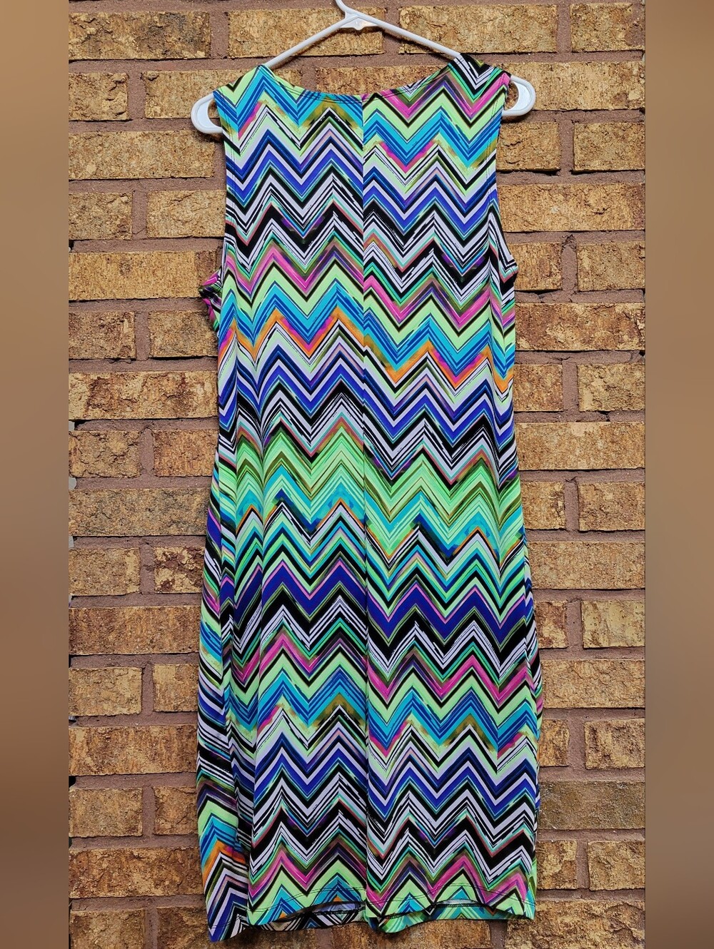 Notations Chevron Print Sleeveless Shift Dress Multicolor Zig Zag Stretch Size L - Picture 4 of 10